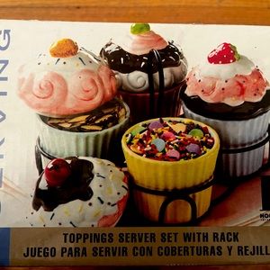 Ice cream topping bowls + rack